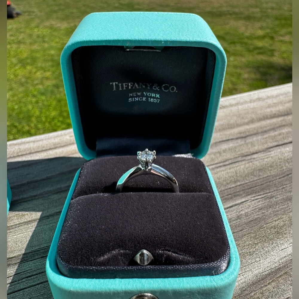 Tiffany & Co. Platinum Solitaire Ring in Tiffany Blue Box - Picture 3 of 16